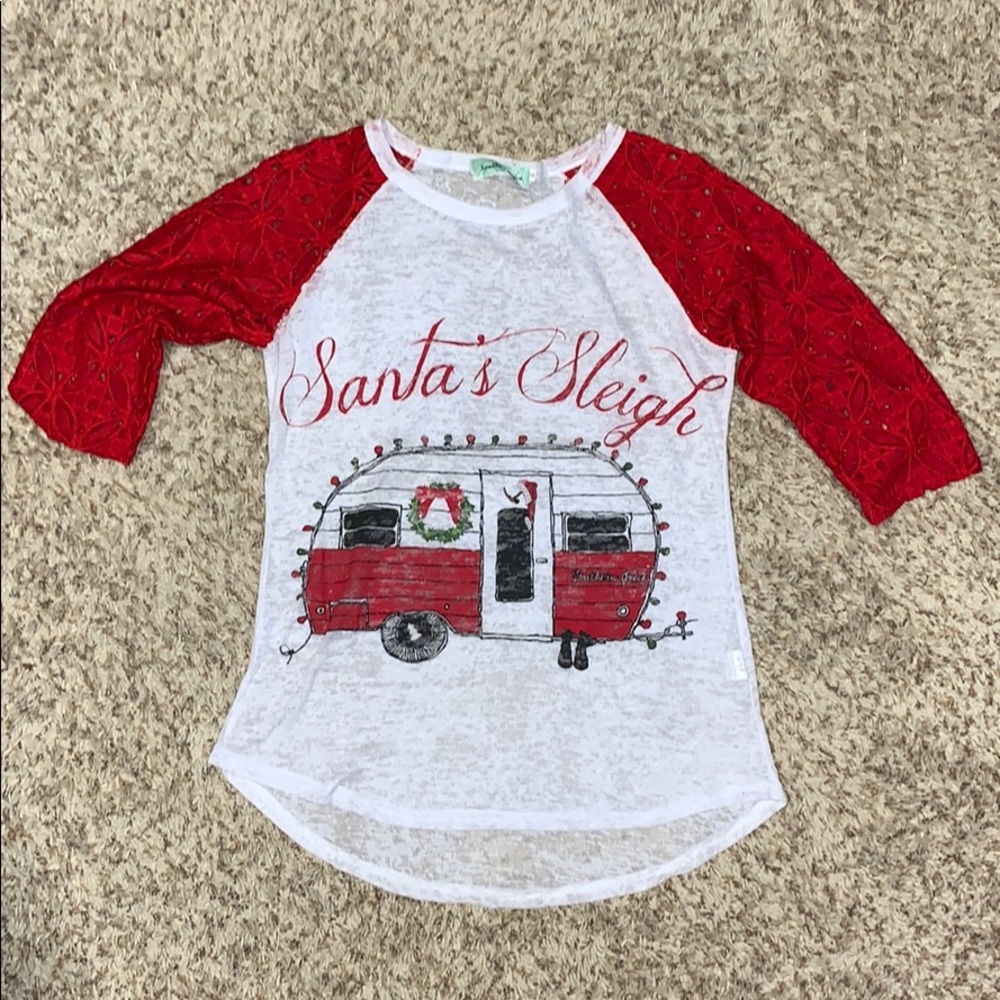 Santa’s Sleigh 3/4 Sleeve Christmas Shirt